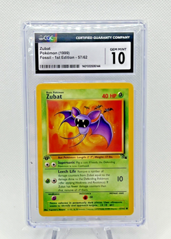 Pokemon 1999 Fossil 1ST EDITION ZUBAT 57/62 CGC 10 GEM MINT - Image 5