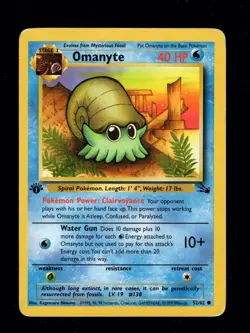 Omanyte 1st Edition Fossil Pokemon 52/62 Wizards of the Coast 1999 MP - READ - Image 1