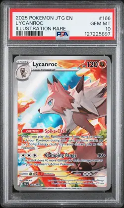 2025 POKEMON JTG EN-JOURNEY TOGETHER ILLUSTRATION RARE #166 LYCANROC PSA 10 - Image 1