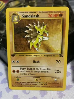 Portuguese Pokemon TCG Sandslash 41/62 1st Edition Fossil Uncommon Card LP - Image 1