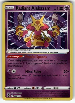 Radiant Alakazam 059/195 SWSH12: Silver Tempest NM Pokemon Card TCG - Image 1