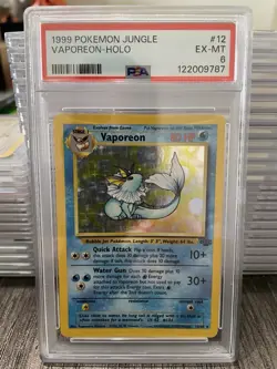 Pokemon TCG Vaporeon Holo Rare Card 12/64 Jungle Set PSA 6 EX-MT - Image 1