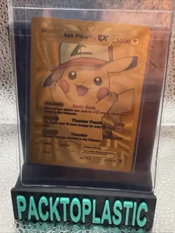 Ash Pikachu Metal Gold Foil Pokemon Card Fan Art Card HP5000 P1 - Image 1