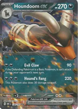 Houndoom EX 134/197 Double Rare Holo Pokemon Scarlet & Violet Obsidian Flames - Image 1