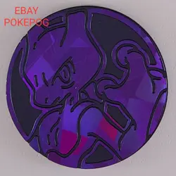 MEWTWO 2021 Jeton Piece Coin Pokemon Purple Cracked Ice Holofoil O 34 mm (114) - Image 1