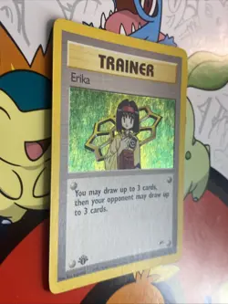 Pokemon TCG 1st Edition Gym Heroes Holo Trainer Erika 16/132 Rare LP - Image 2