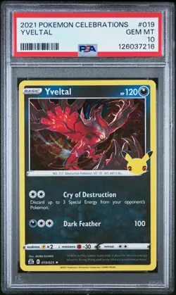 2021 POKEMON CELEBRATIONS #019 YVELTAL PSA 10 - Image 1
