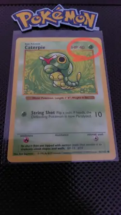 Caterpie Pokemon - shadowless - Base Set 1999 - HP Error Misprint - Image 1