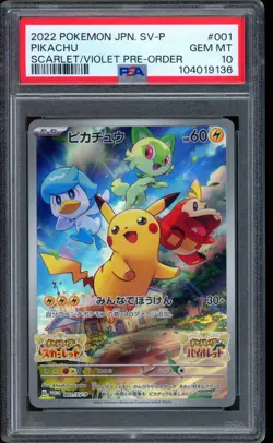 2022 Pokemon Pikachu Scarlet Violet Pre-Order Japanese SV-P Promo #001 PSA 10 - Image 1