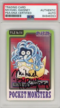 PSA Signed Michael Haigney 1997 Pocket Monsters Carddass Japanese Tangela #114 - Image 1