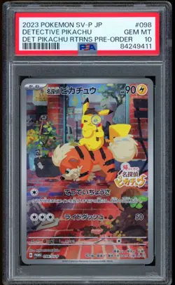 2023 Pokemon Detective Pikachu Pre-Order Japanese SV-P Promo #098 PSA 10 - Image 1
