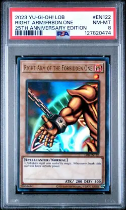 Yu-Gi-Oh Right Arm of the Forbidden One LOB-EN122 PSA 8 - 25th Anniversary 2023 - Image 1