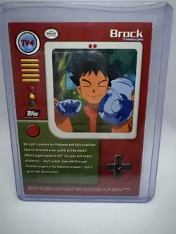 1999 Topps Pokemon TV Animation Edition Brock Trainer Card #TV4 NM HOLO Black - Image 2