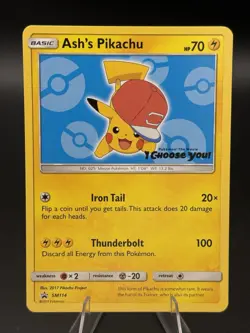 Ash's Pikachu SM114 Black Star Promo "I Choose You" Pokemon Card TCG NM - Image 1