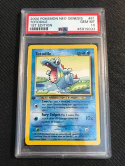 PSA 10 GEM MINT Totodile 81 Neo Genesis 1st Edition Pokemon Card - Image 1