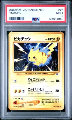 Pokemon Card Pikachu No. 025 Neo 2000 PSA 9 MINT - Image 1