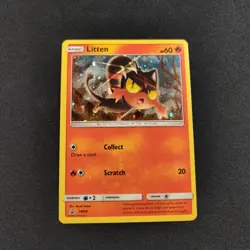 Litten SM08 Sun And Moon Holo Pokemon Tcg Card Heavily Played - Image 1