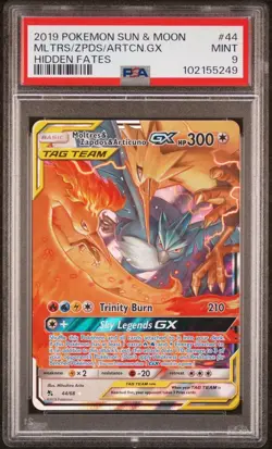 2019 Pokemon Hidden Fates # 44 Moltres Zapdos Articuno GX PSA 9 Card! MINT! - Image 1