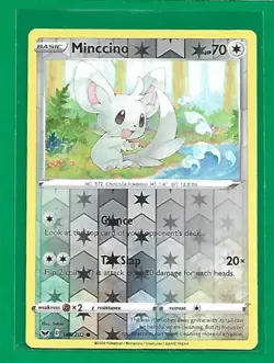 Pokemon TCG Sword And Shield Minccino #145/202 Common Reverse Holo - Image 1