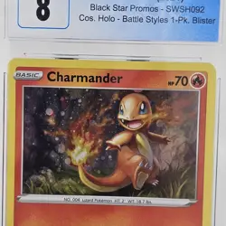 2021 Pokemon Battle Styles Black Star Promo Charmander CGC 8 NM/Mint Cosmic Holo - Image 2