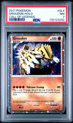 2011 POKEMON CALL OF LEGENDS #SL4 GROUDON-HOLO PSA 7 - Image 1