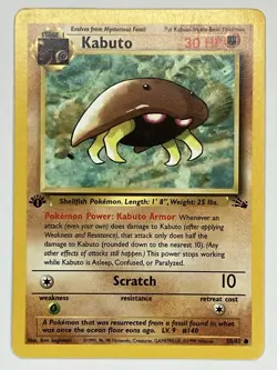 Kabuto NM 50/62 1st Edition Fossil Pokemon TCG Regular - Image 1