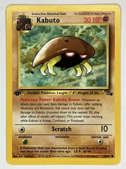 Kabuto NM 50/62 1st Edition Fossil Pokemon TCG Regular - Image 1
