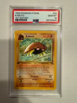 1999 Pokemon Fossil Kabuto #50/62 PSA 10 1st Edition - Image 1