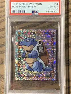 Blastoise Prism 1999 Merlin Collection Pokemon Stickers Cards PSA 10 - Image 1