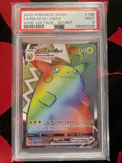 Pikachu VMAX (Secret) 188/185 - Vivid Voltage Holo Pokemon TCG Card - PSA 9 - Image 1