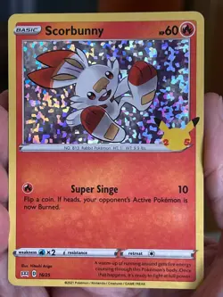 POKEMON SCORBUNNY #16/25 PROMO MCDONALDS CELEBRATIONS HOLOFOIL NM CARD - Image 1