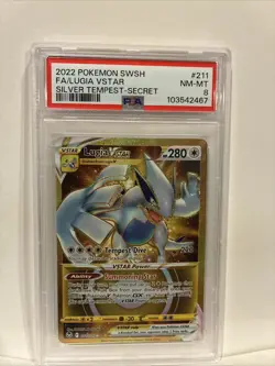 2022 POKEMON SWORD & SHIELD SILVER TEMPEST SECRET FULL ART/LUGIA VSTAR PSA 8 - Image 1