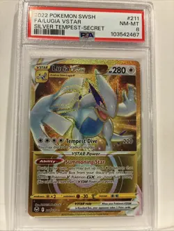 2022 POKEMON SWORD & SHIELD SILVER TEMPEST SECRET FULL ART/LUGIA VSTAR PSA 8 - Image 2