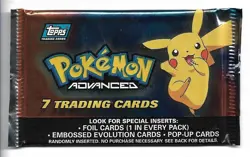 Pokemon Advanced Topps Booster Pack - 2003 Vintage SEALED - Pikachu Artwork - Image 1