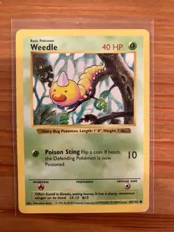 Pokemon TCG Base Set Shadowless Weedle 069/102 Common Regular MP (3) - Image 1