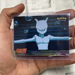 Pokemon Holo #27 STEALING POKEMON Topps Card Mewtwo Strikes Back Blue Label LP+ - Image 2