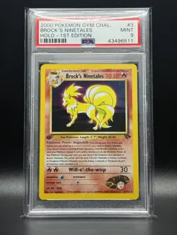 PSA 9 MINT Brock's Ninetales 3 Gym Challenge 1st Edition Holo Pokemon Card - Image 1