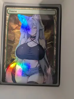 Forest x Aunt Kitsune Nico Catgirl (foil) MtG Alter Hand-Crafted! Anime Waifu - Image 1