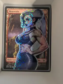 Mountain x Riot Sec Flirt (hyperfoil) MtG Alter Hand-Crafted! Anime Waifu - Image 1