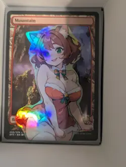 Mountain x My Present to You Is Under (foil) MtG Alter HandCrafted! Anime Waifu - Image 1