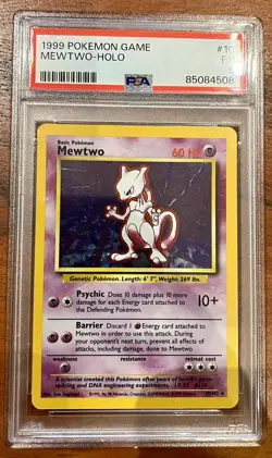 Pokemon TCG Mewtwo Base Set 10/102 Holo Unlimited Holo Rare PSA 5 - Image 1