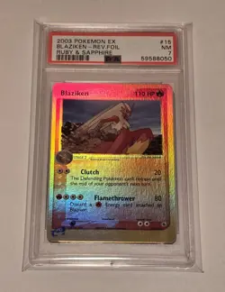 2003 Pokemon EX Ruby & Sapphire Blaziken Reverse Holo Rare #15 PSA 7 - Image 1