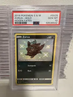 2019 Pokemon Sun & Moon Hidden Fates #SV25 Zorua-Holo PSA 10 - Image 1