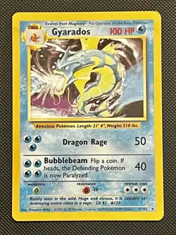 Pokemon Gyarados TCG 6/102 Base Set Holo Rare Moderately Played - Image 1