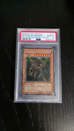 YUGIOH 2004 Invader of Darkness IOC-111 1st Edition Secret Rare - PSA 10 - Image 1