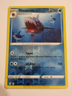 Sharpedo 036/203 Pokemon TCG Card SWSH Evolving Skies Rare Reverse Holo Foil - Image 1