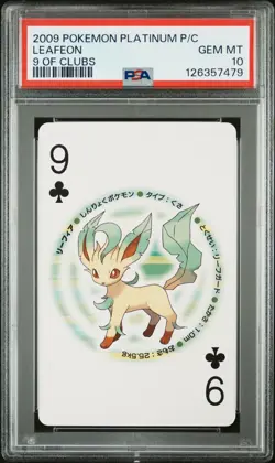 2009 POKEMON PLATINUM VERSION PLAYING CARDS 9 OF CLUBS LEAFEON PSA 10 - Image 1