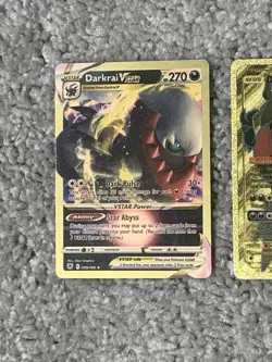 Pokemon 2 Darkrai GX HP180&VStar HP270 Dark Cleave&Pulse Gold Foil Fan Art Card - Image 2