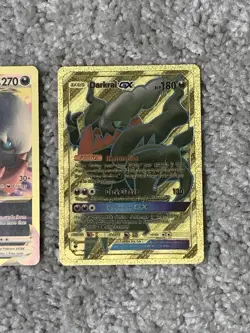 Pokemon 2 Darkrai GX HP180&VStar HP270 Dark Cleave&Pulse Gold Foil Fan Art Card - Image 3