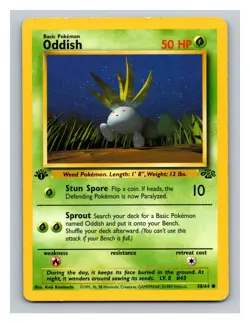 1st Edition Oddish #58/64 Jungle Pokemon Trading Card TCG Nintendo 1999 - Image 1